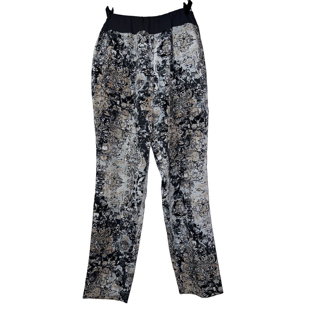 LOGO Lori Goldstein Size 6 Abstract Damask Print Elastic Waist Tapered Leg Pants